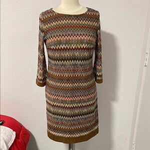 SANDRA DARREN Multicolor Patterned Knit Dress